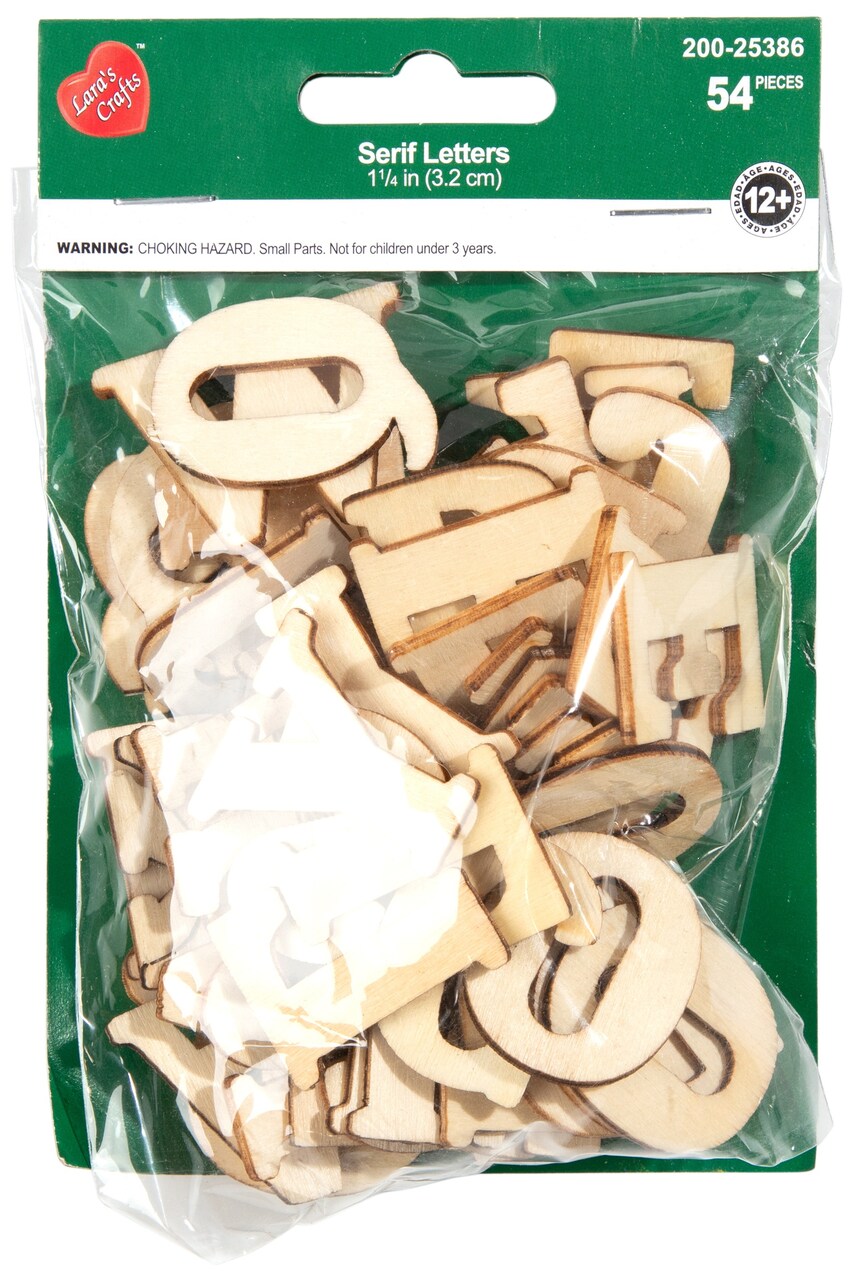 CousinDIY Unfinished Wood Alphabet Blocks 1.25" 54/Pkg-Serif